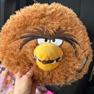 Angry Birds Star Wars Chewbacca 2013 Large 14" Brown Fuzzy Stuffed Plush Pillow